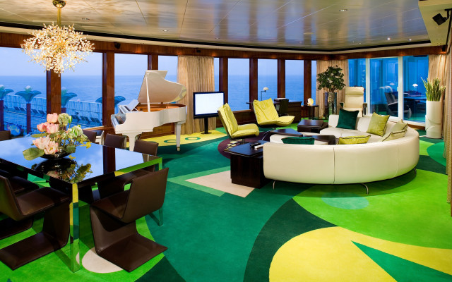 Living room piano ocean window free wallpaper for desktop - medium preview image