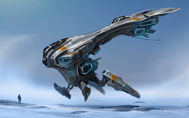 Futuristic ship snowground man spacecraft free wallpaper for desktop - medium preview image