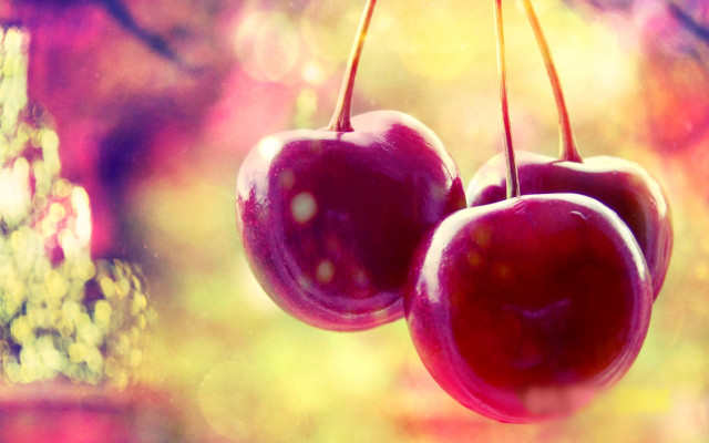 Three cherries window sill sunset free wallpaper for desktop - medium preview image