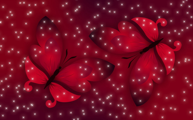 Red butterflies star sparkles magic free wallpaper for desktop - medium preview image