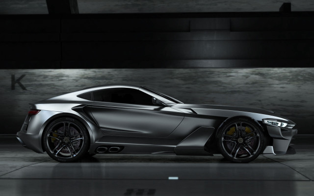Silver sports car garage matte free wallpaper for desktop - medium preview image