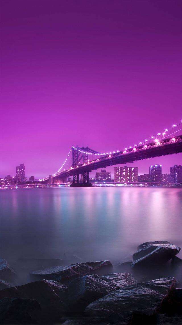 Bridge water purple sky city free wallpaper for mobile - medium preview image