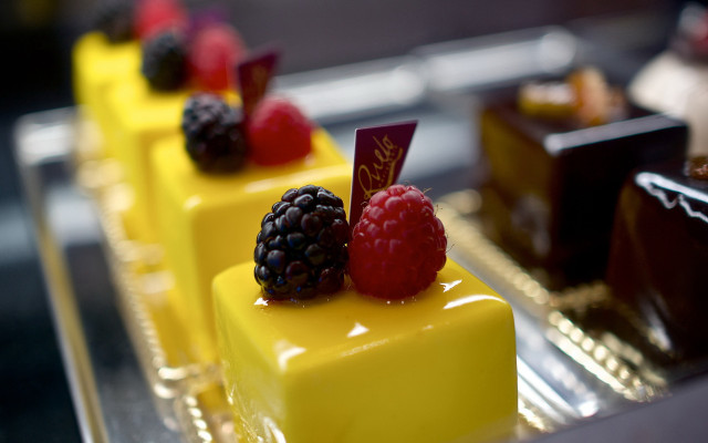 Yellow desserts raspberries chocolates silver free wallpaper for desktop - medium preview image