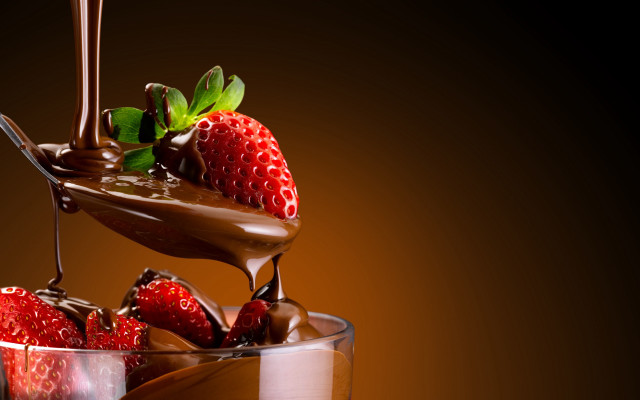 Chocolate strawberries pudding 3d food free wallpaper for desktop - medium preview image