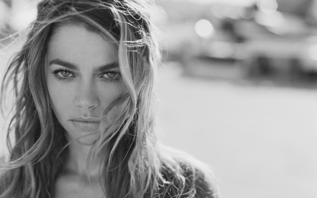 Woman long hair blowing street free wallpaper for desktop - medium preview image