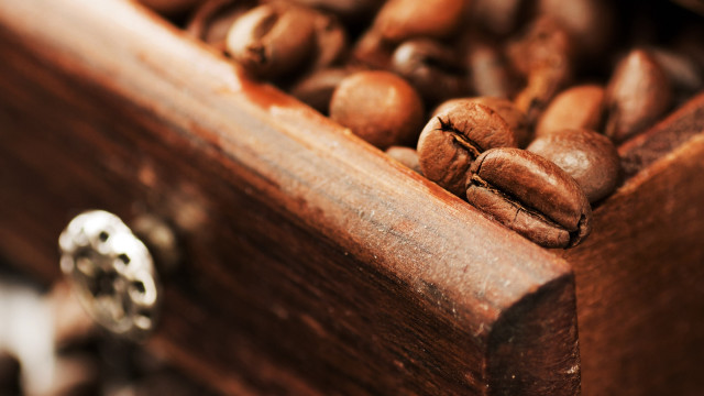 Wooden box coffee beans metal free wallpaper for desktop - medium preview image