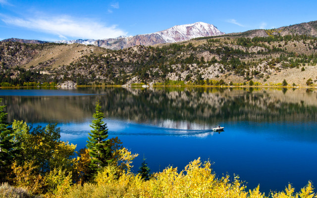 Lake mountains trees autumn scenery free wallpaper for desktop - medium preview image