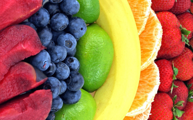 Fruit banana blueberry strawberry lime free wallpaper for desktop - medium preview image