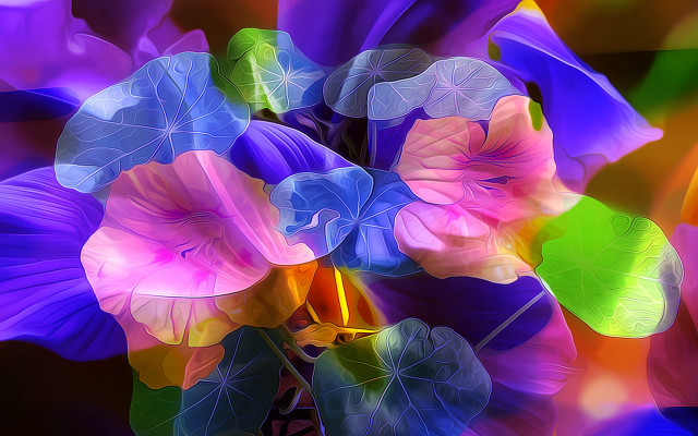 Mystical bouquet glowing butterfly crystal free wallpaper for desktop - medium preview image