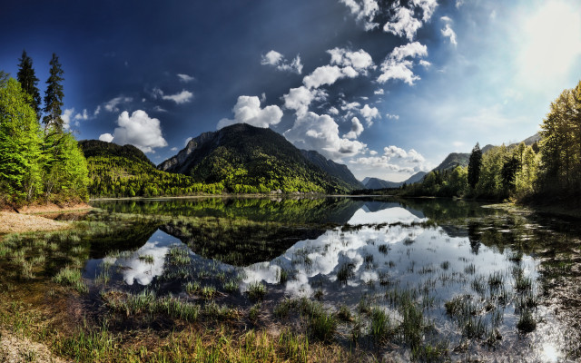 Lake mountains trees cloudy sky #15 free wallpaper for desktop - medium preview image