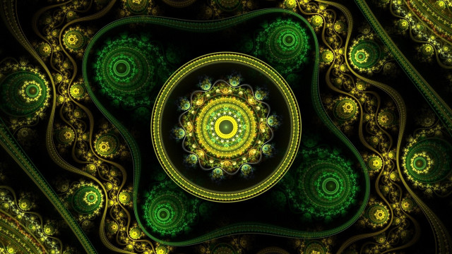 Green yellow pattern mandelbrot fractals free wallpaper for desktop - medium preview image