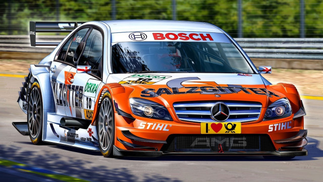 Mercedes benz racecar driving track free wallpaper for desktop - medium preview image