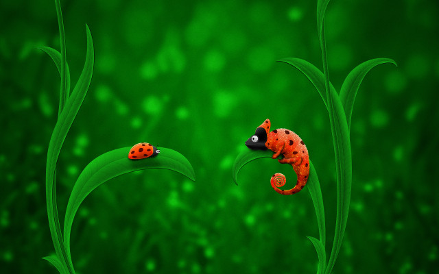 Ladybug green background flowers forest free wallpaper for desktop - medium preview image