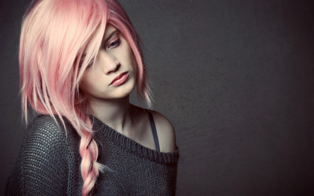 Pink hair braid solo photorealistic free wallpaper for desktop - medium preview image