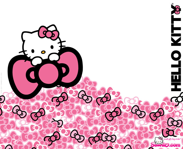 Hello kitty wallpaper pink bows free wallpaper for desktop - medium preview image