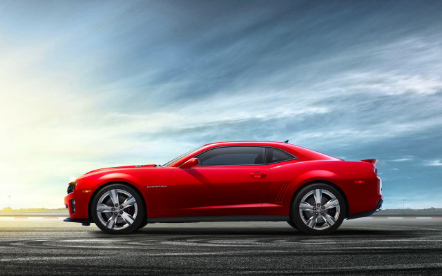 Red sports car runway cloudy #3 free wallpaper for desktop - medium preview image
