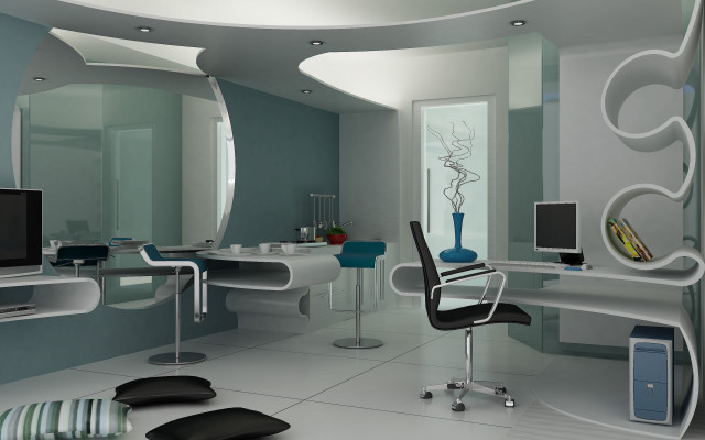 Room desk chair monitor laptop free wallpaper for desktop - medium preview image