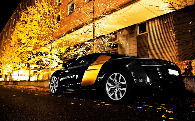 Black yellow sports car night #2 free wallpaper for desktop - medium preview image