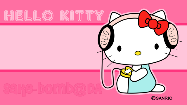 Hello kitty microphone pink background #2 free wallpaper for desktop - medium preview image