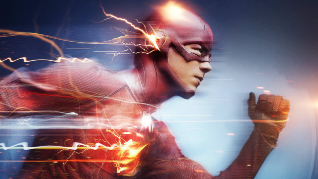 Flash suit man running glowing free wallpaper for desktop - medium preview image