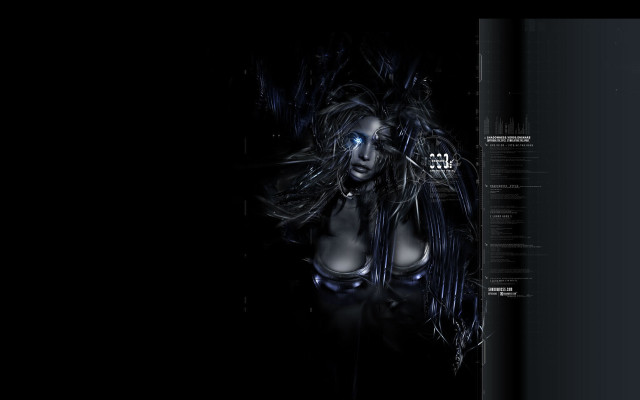 Gothic cyberpunk blueeyes longhair glowing free wallpaper for desktop - medium preview image
