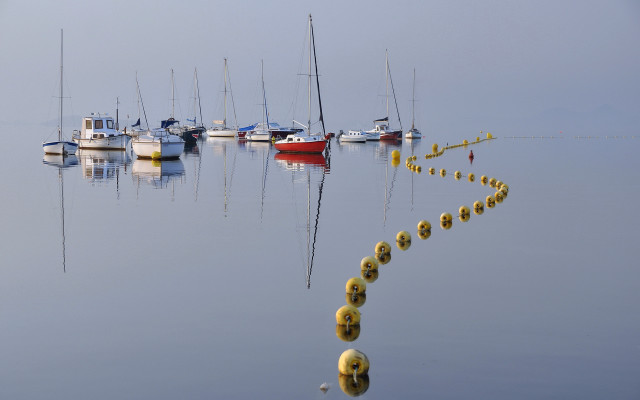 Boats buoys lake landart digital free wallpaper for desktop - medium preview image