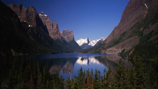 Mountain lake forest snow capped #3 free wallpaper for desktop - medium preview image