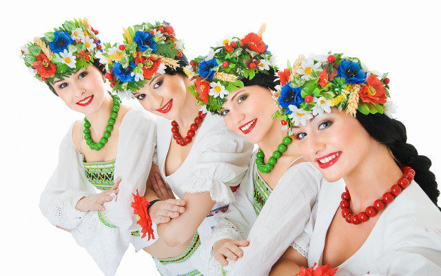 Flower crowns women smiling beauty free wallpaper for desktop - medium preview image