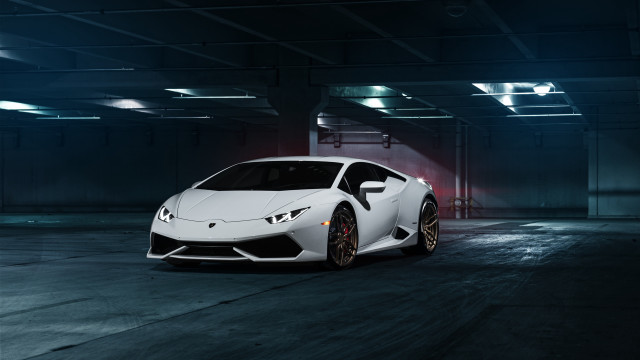 White sports car parking garage #7 free wallpaper for desktop - medium preview image
