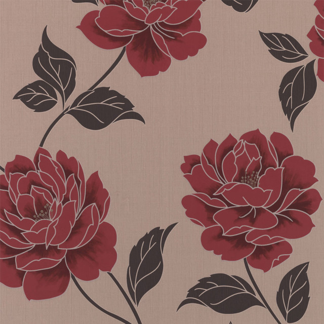 Red flower beige background leaves free wallpaper for tablet - medium preview image