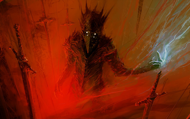 Demon sword red room dark free wallpaper for desktop - medium preview image
