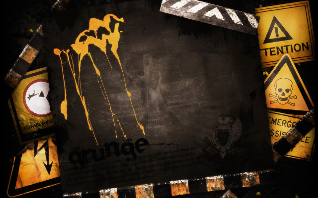 Black yellow sign skull grunge free wallpaper for desktop - medium preview image