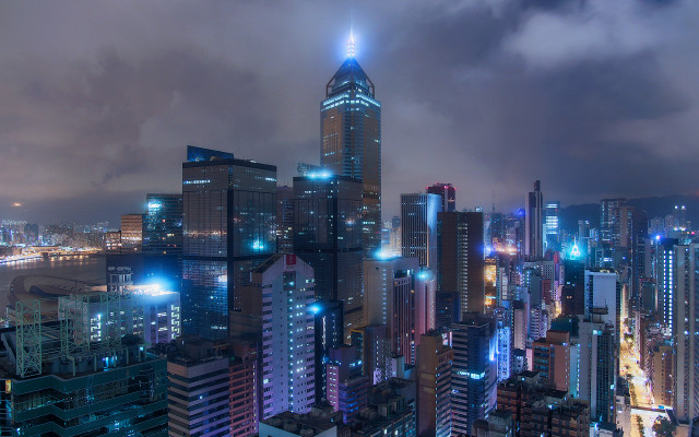 Cyberpunk tokyo night skyline ferris free wallpaper for desktop - medium preview image