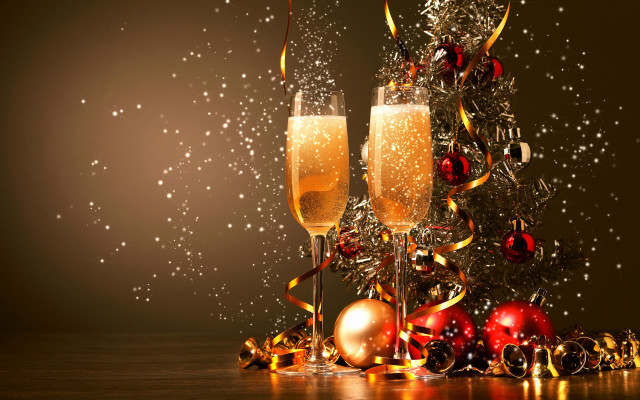 Champagne flutes christmas decorations snowflakes free wallpaper for desktop - medium preview image