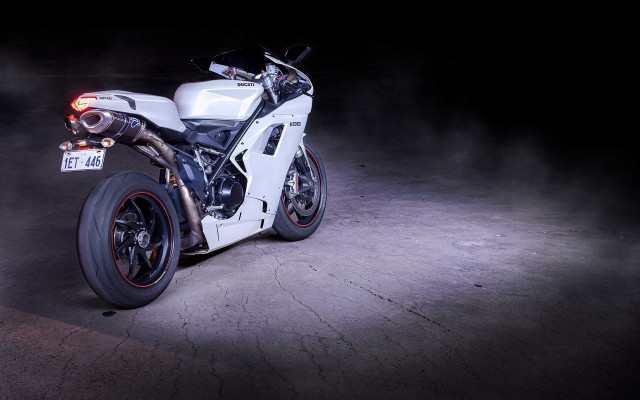 White motorcycle fog light cybernetics free wallpaper for desktop - medium preview image