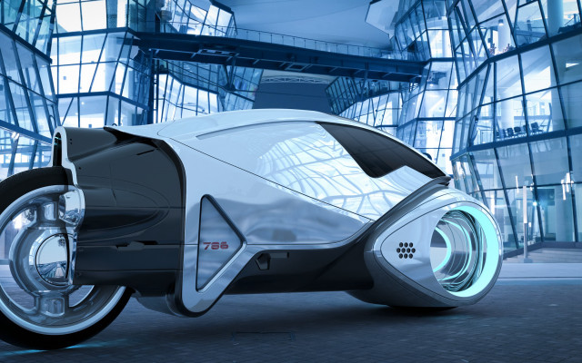 Futuristic car glass building circular free wallpaper for desktop - medium preview image