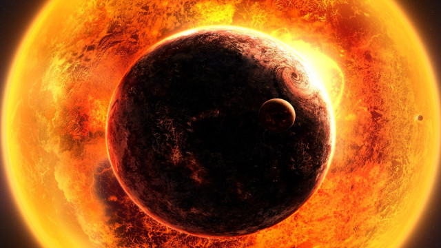 Black yellow sun moon planet free wallpaper for desktop - medium preview image