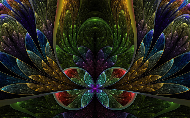Colorful abstract flower psychedelic fractal free wallpaper for desktop - medium preview image