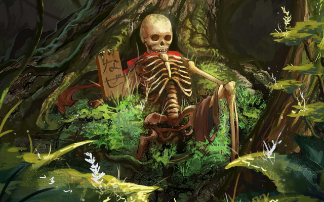 Skeleton forest sign altermodern detailed free wallpaper for desktop - medium preview image