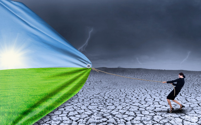 Man kite dryground surreal sky free wallpaper for desktop - medium preview image