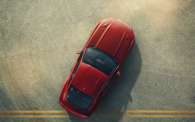 Red sports car tiltshift overhead free wallpaper for desktop - medium preview image
