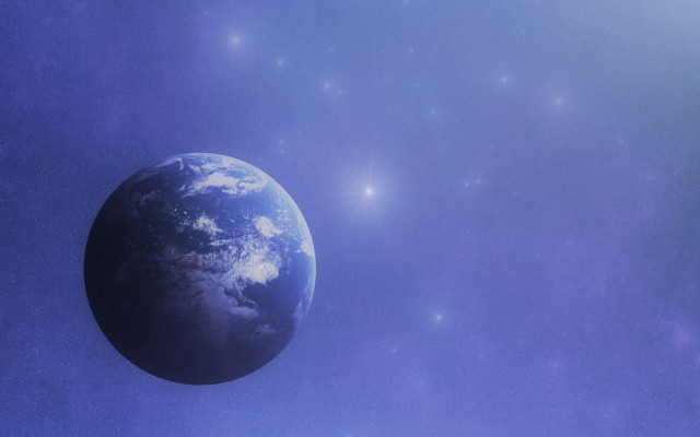 Blue planet stars clouds space free wallpaper for desktop - medium preview image