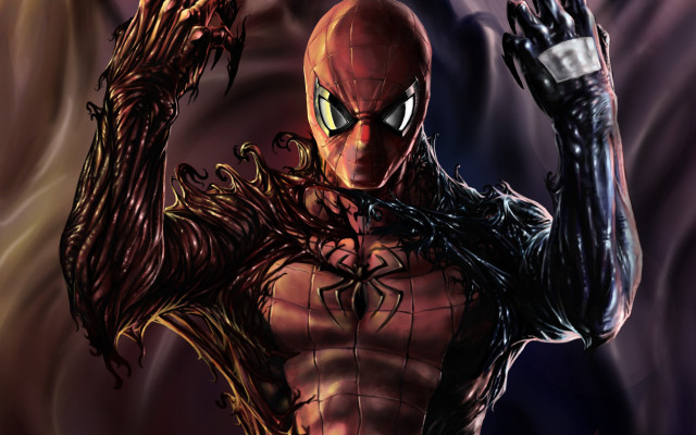 Man spider suit hands up free wallpaper for desktop - medium preview image
