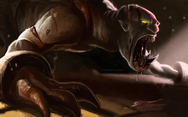 Demonic creature yellow eyes bloody free wallpaper for desktop - medium preview image