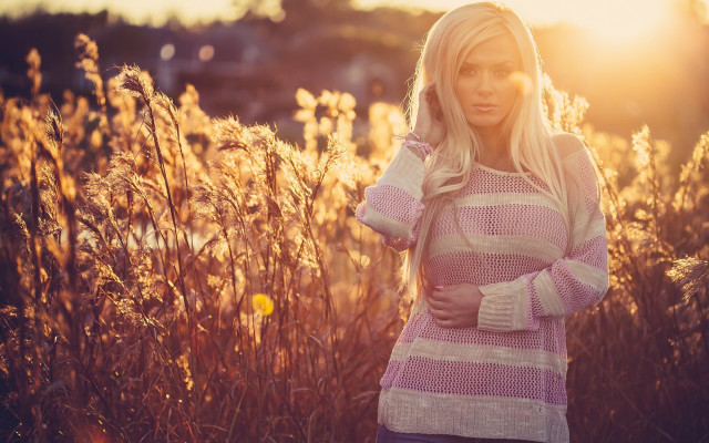 Woman field autumn fire torch free wallpaper for desktop - medium preview image