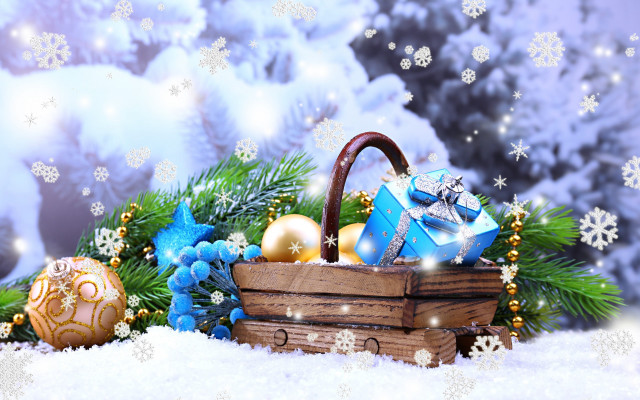 Christmas decorations snow basket ornaments free wallpaper for desktop - medium preview image