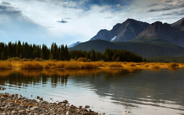 Lake mountains trees cloudy sky #48 free wallpaper for desktop - medium preview image