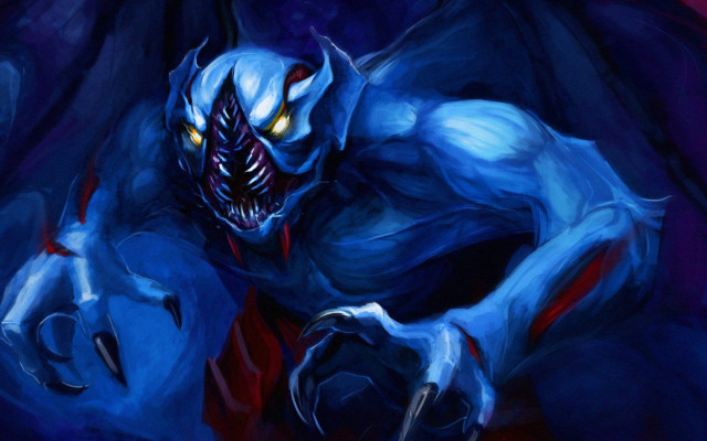 Demon yellow eyes red mouth free wallpaper for desktop - medium preview image