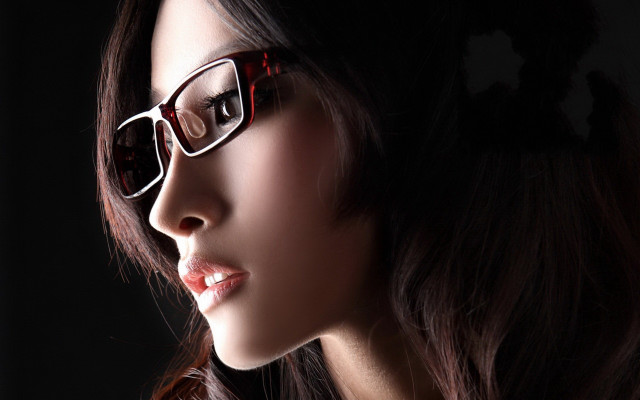 Woman glasses shadow photorealism 3D free wallpaper for desktop - medium preview image