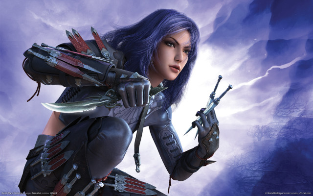 Blue hair woman epic fantasy free wallpaper for desktop - medium preview image